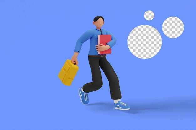 3d illustration of Student going to school