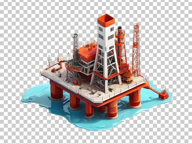 PSD 3d illustration of stylized isometric oil rig