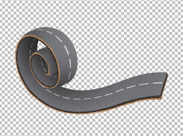 3D illustration of swirl road creative design of bending highway road isolated on png background