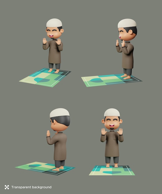 3D illustration of takbir the part of salah muslim prayer salah pose