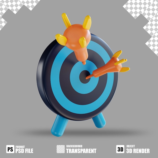 PSD 3d illustration target and goal 3 suitable for marketing