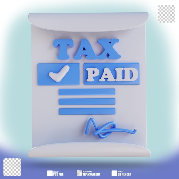 3D illustration tax payment document