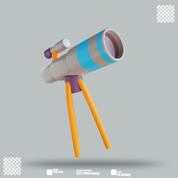 3D Illustration Telescope 3