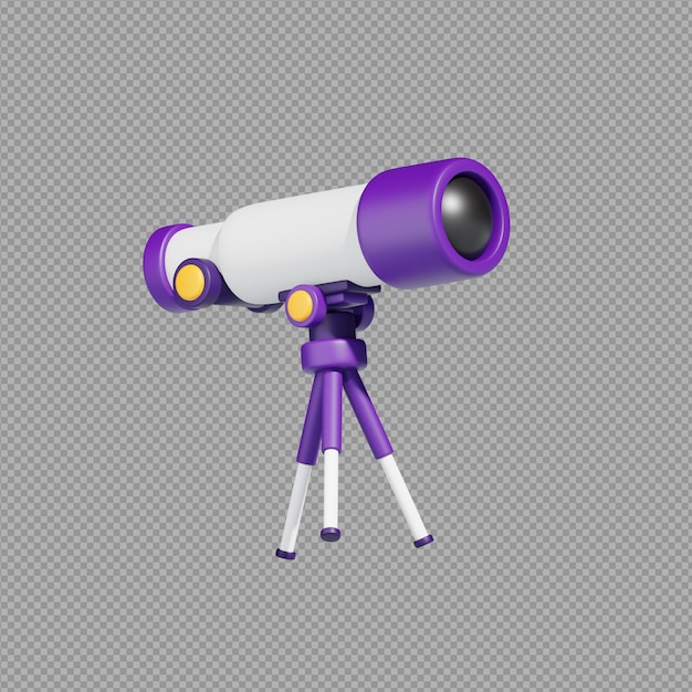 3D illustration of telescope in transparent background