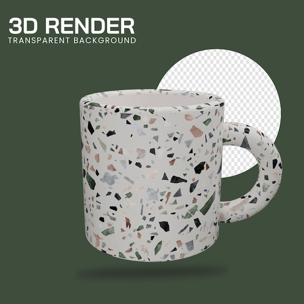 3D illustration of textured mug cup