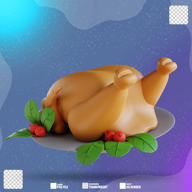 3D Illustration thanksgiving fried chicken 3