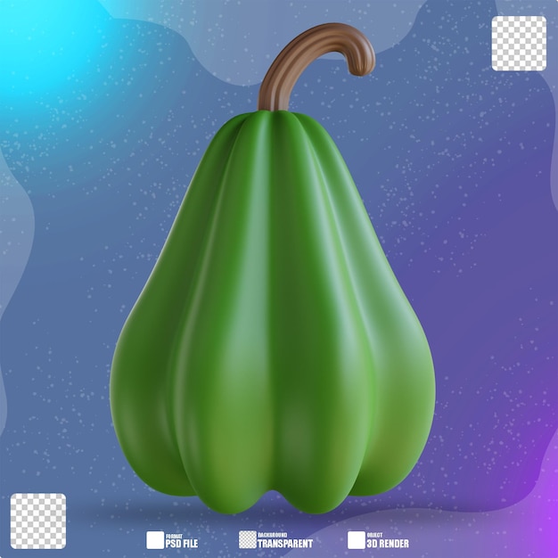 3D Illustration Thanksgiving green pumpkin