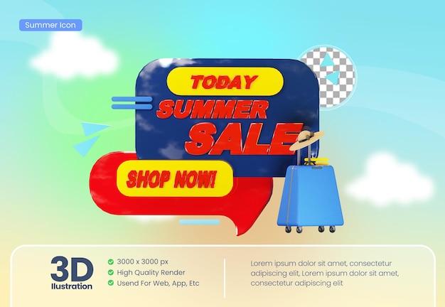 3d illustration theme today summer sale