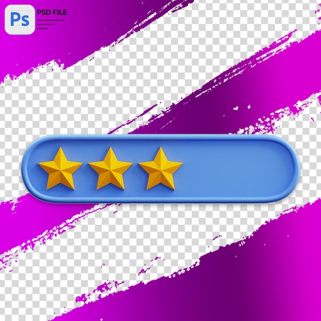 3D Illustration Of Three Of Five Star Rating render of icon Isolated PNG