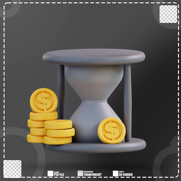 3d illustration time is money 3