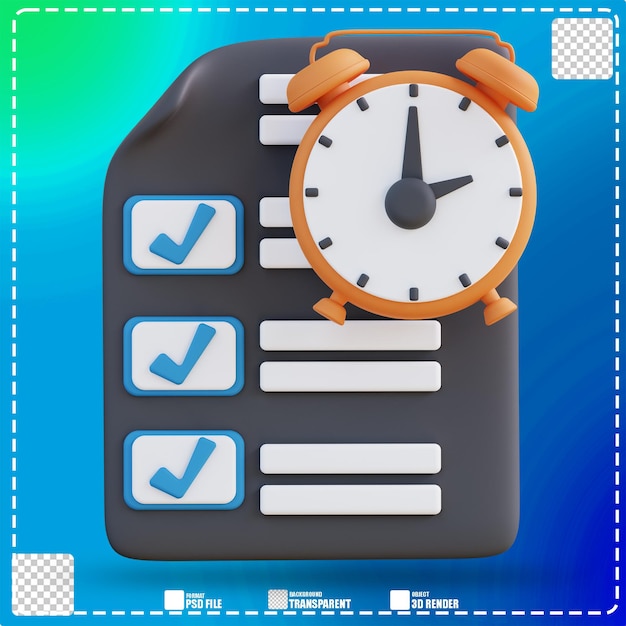 3D illustration of time schedule management 3