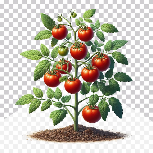 PSD 3d illustration of a tomato plant with fruits on it isolated on a transparent background