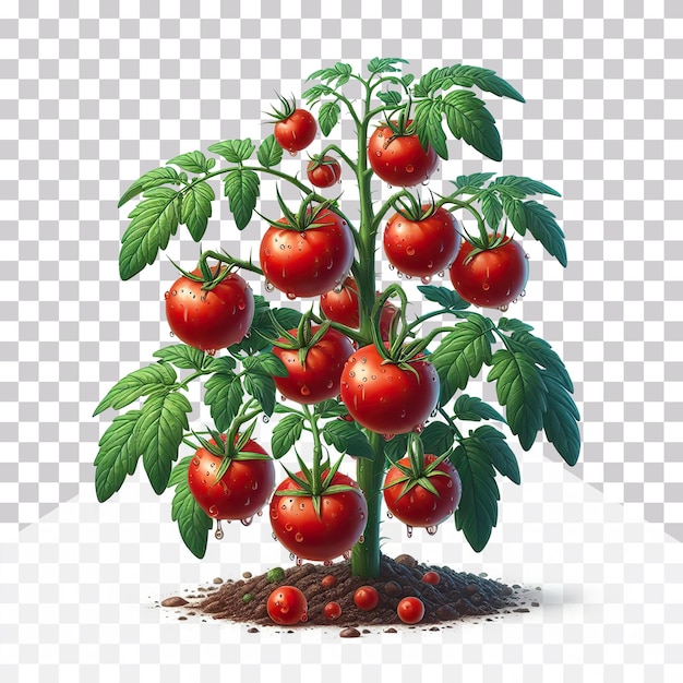 PSD 3d illustration of a tomato plant with fruits on it isolated on a transparent background