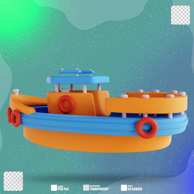 3D illustration toy boat 3