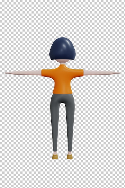 3D illustration Tpose character isolated