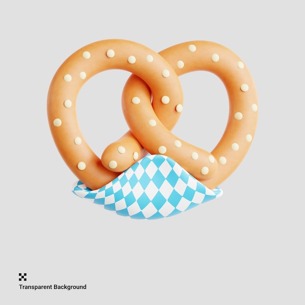 PSD 3d illustration of traditional bavarian pretzel for oktoberfest