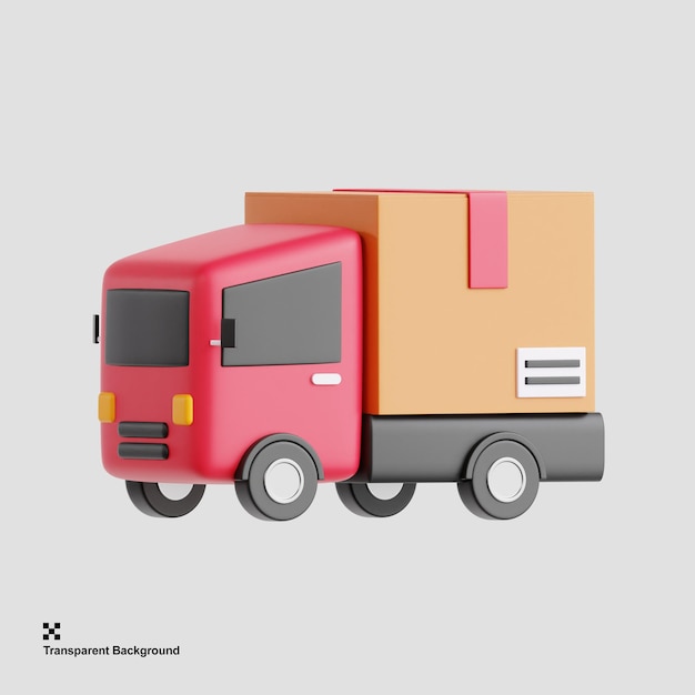 3D illustration of transportation and delivery with a truck