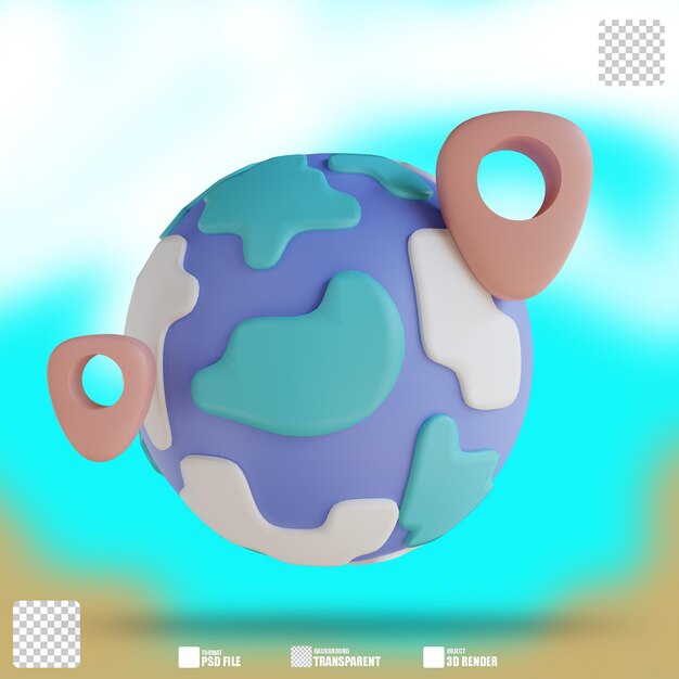 3D illustration travel location