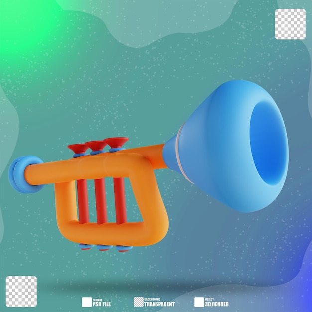 3D illustration trumpet toy 2