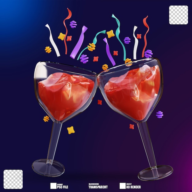 3d illustration two drinking glasses 2