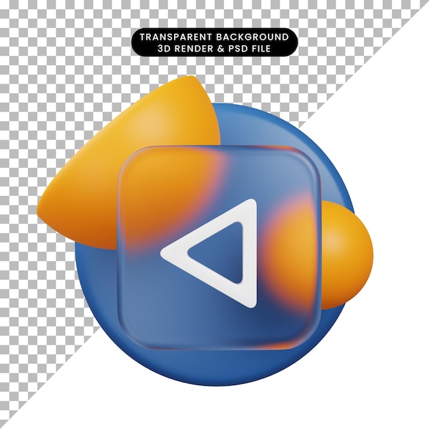 3d illustration ui icon glassmorphism back icon 3d render