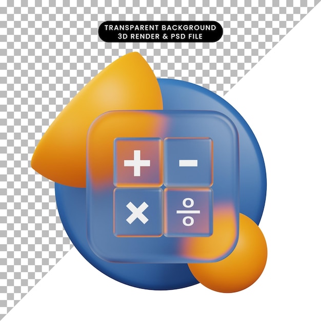 3d illustration ui icon glassmorphism calculator 3d render