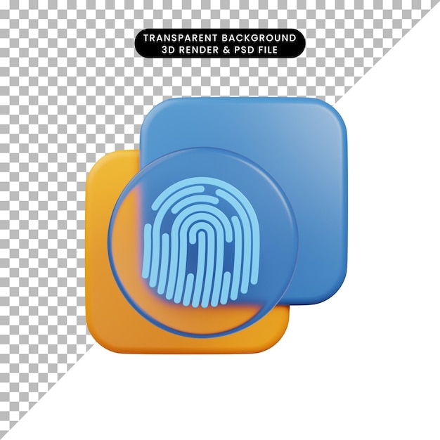 3d illustration ui icon glassmorphism fingerprint security 3d render