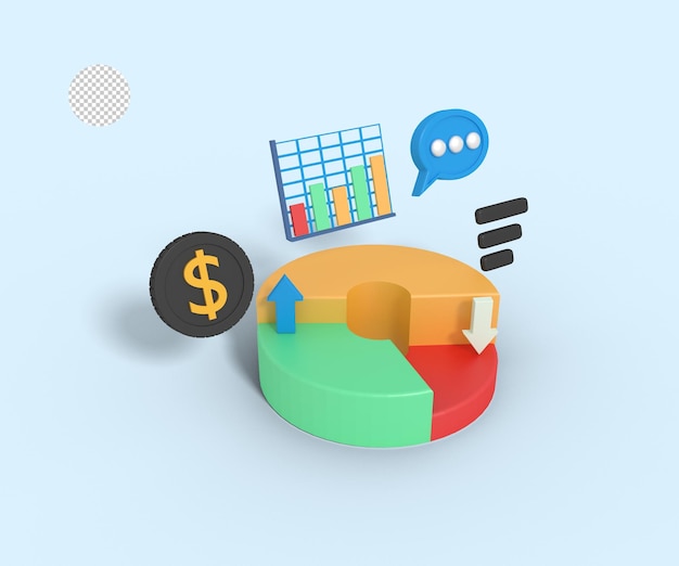 3d illustration of up and down business statistic chart