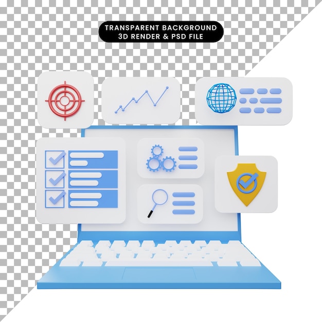 3d illustration of user interface on laptop