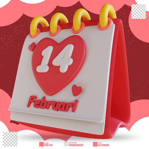 3D illustration valentine calendar 2