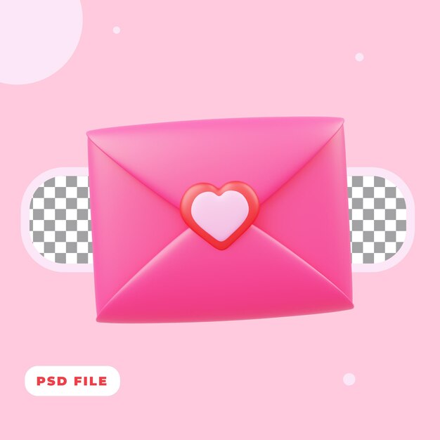 3d illustration of valentine love letter