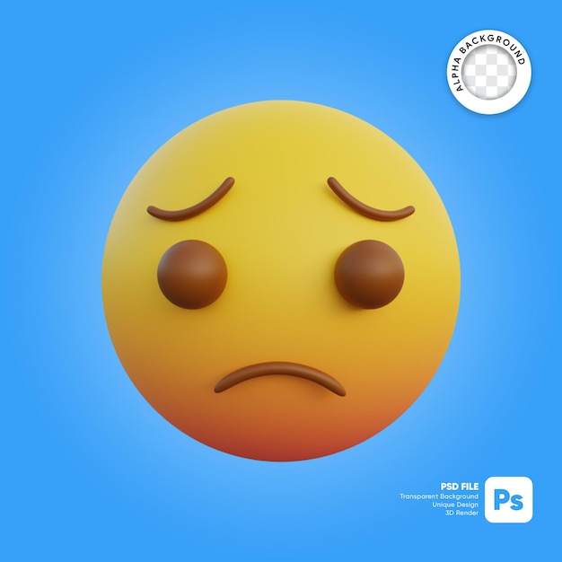 3d illustration very sad face emoticon