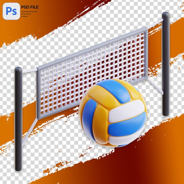 PSD 3d illustration of volleyball render of icon isolated png