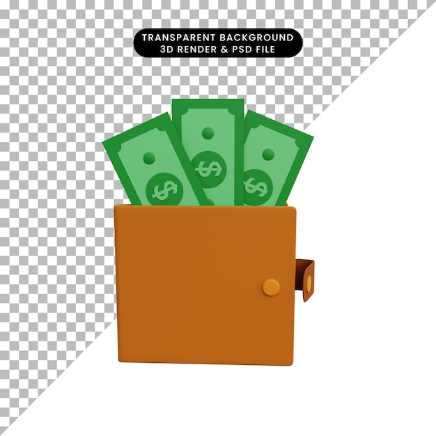 3d illustration wallet with money