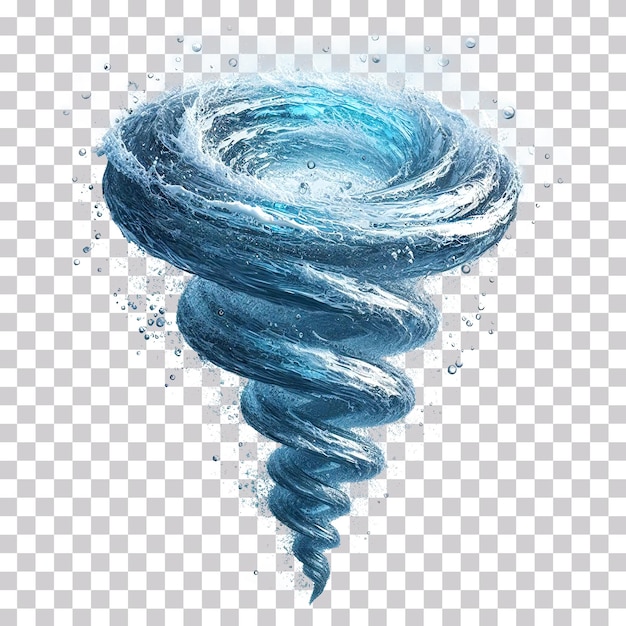 PSD 3d illustration of a water tornado isolated on a transparent background