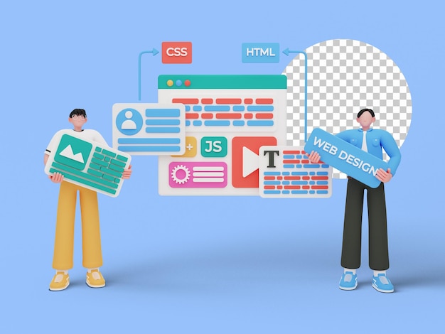 3d illustration of web design concept