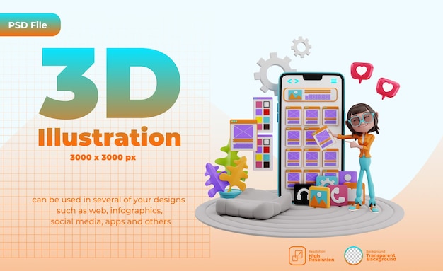 3D Illustration of web development