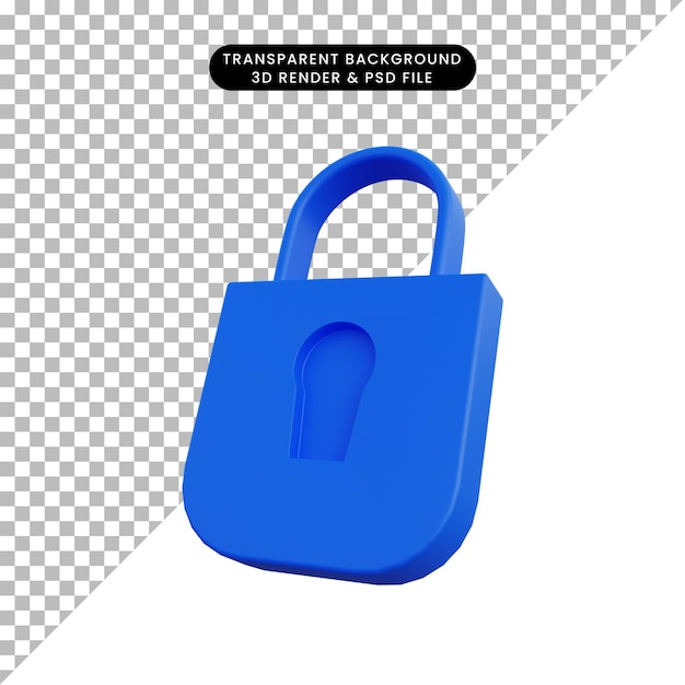 3d illustration web security lock