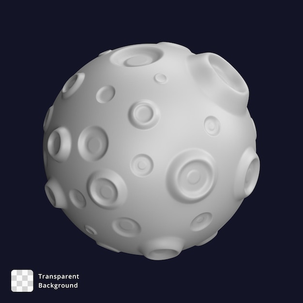 3D illustration of a white moon asteroid