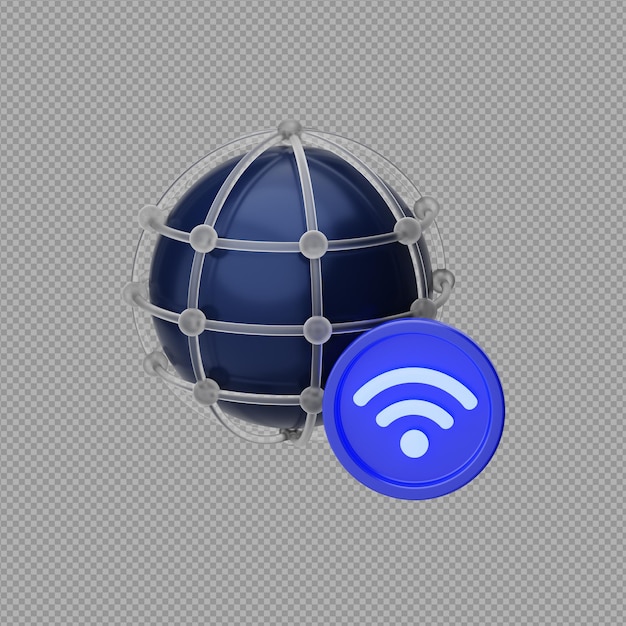 3D illustration of wifi website icon