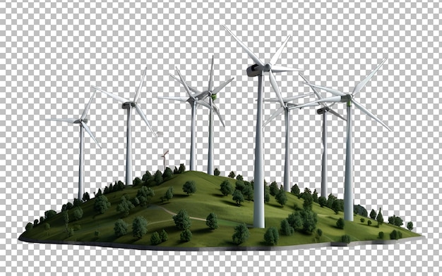 PSD 3d illustration of wind turbine green energy concept transparent background premium psd