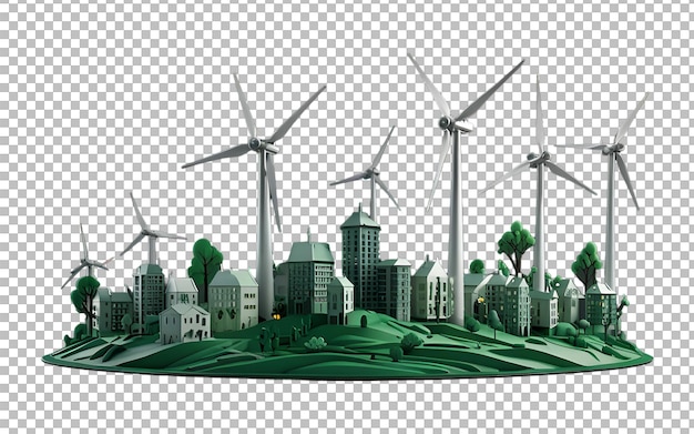 PSD 3d illustration of wind turbine green energy concept transparent background premium psd