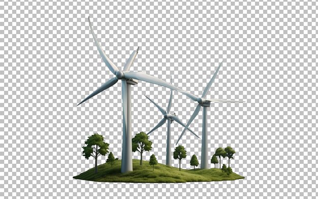 PSD 3d illustration of wind turbine green energy concept transparent background premium psd