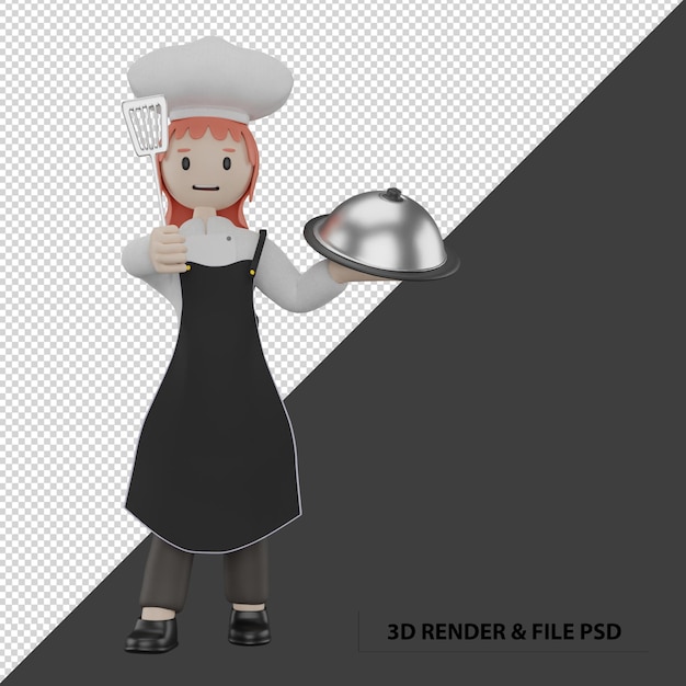 3d illustration with chef restaurant menu character