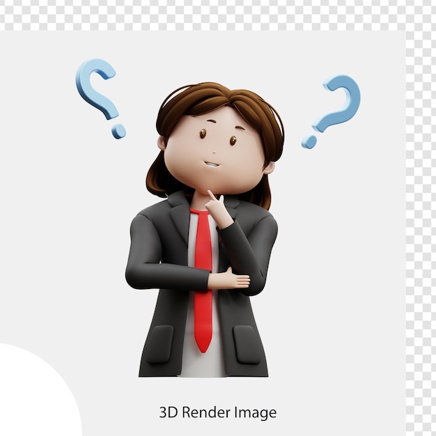 3d illustration woman asking a confused question