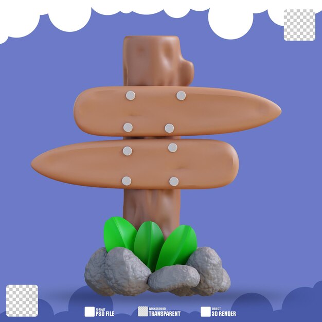 3d illustration of wooden signpost 3