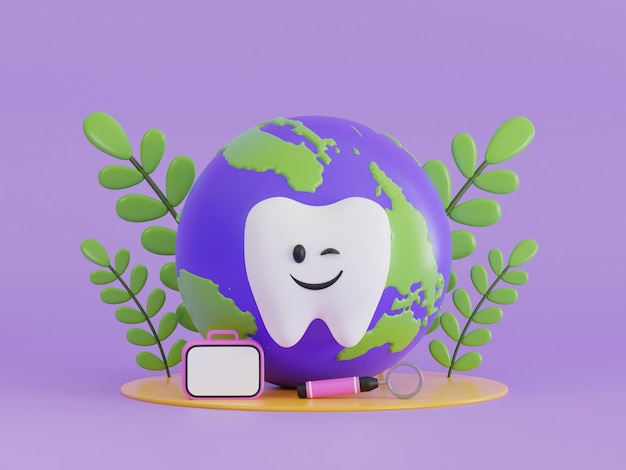 3D Illustration of World Oral Health Day