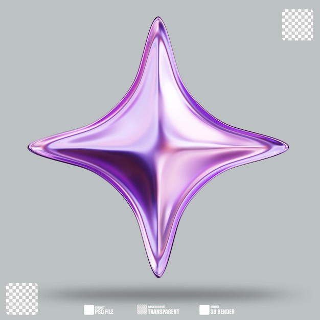 3D Illustration Y2K Abstract Star Shape 2