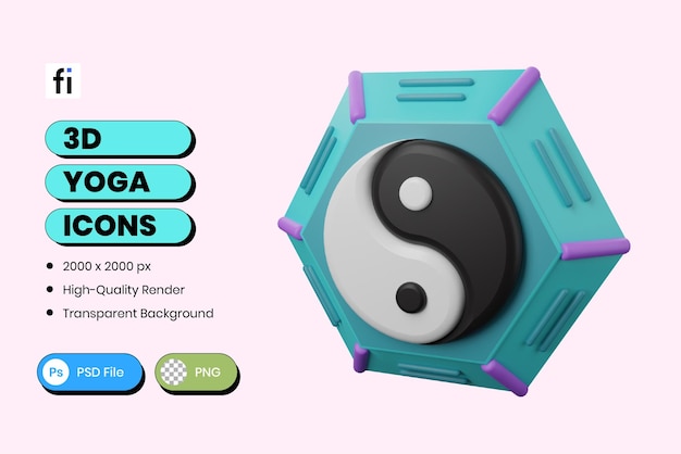 3D Illustration Yoga Yin and Yang