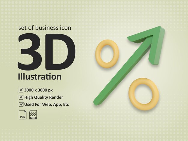 3d illustrations set of business icon down percent